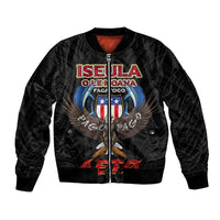 American Samoa Fautasi Bomber Jacket Pago Pago Aeto and Iseula o le Moana of Fagatogo Black Color - Polynesian Pride