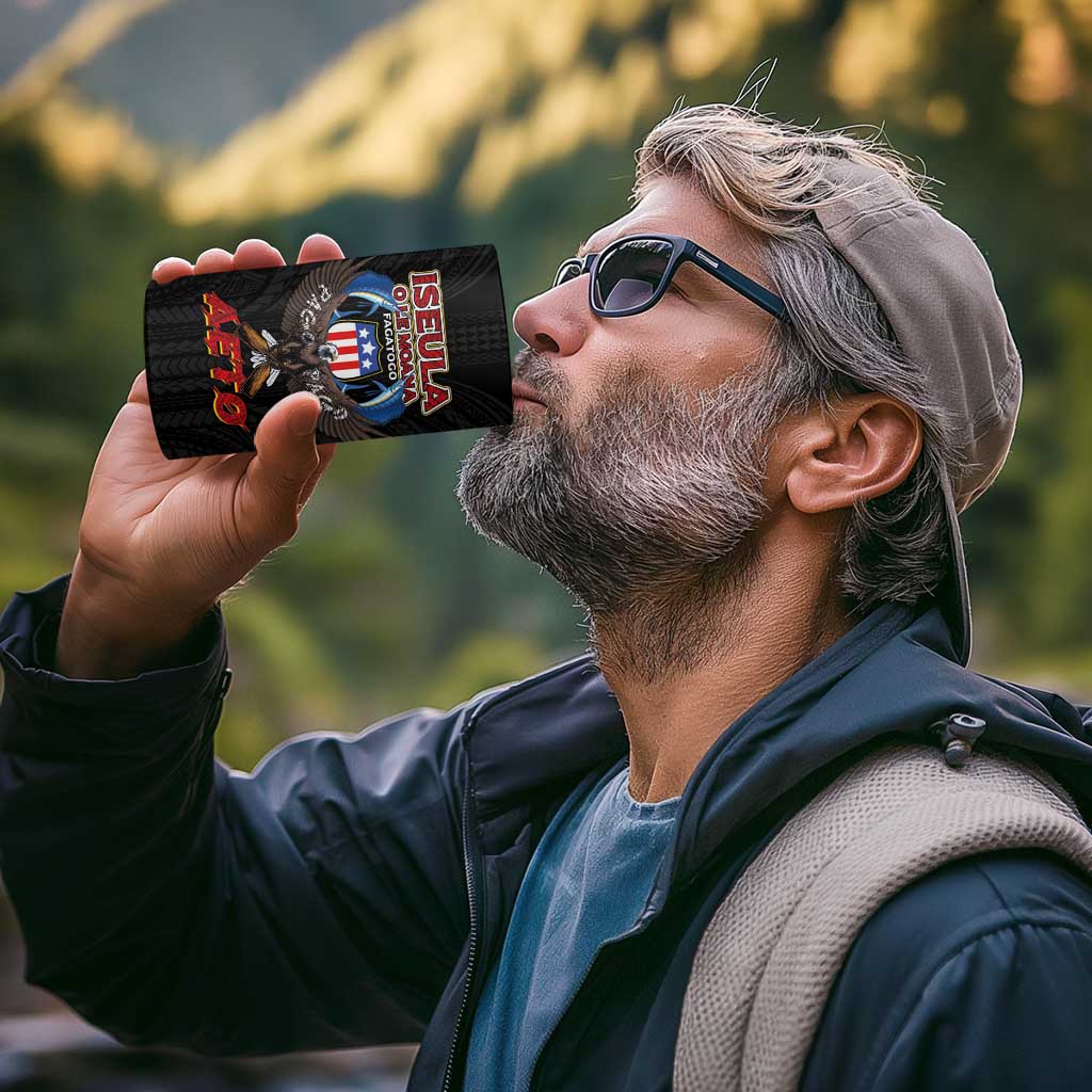 American Samoa Fautasi 4 in 1 Can Cooler Tumbler Pago Pago Aeto and Iseula o le Moana of Fagatogo Black Color - Polynesian Pride