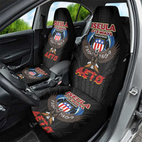 American Samoa Fautasi Car Seat Cover Pago Pago Aeto and Iseula o le Moana of Fagatogo Black Color - Polynesian Pride