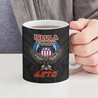 American Samoa Fautasi Ceramic Mug Pago Pago Aeto and Iseula o le Moana of Fagatogo Black Color - Polynesian Pride