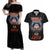 American Samoa Fautasi Couples Matching Off Shoulder Maxi Dress and Hawaiian Shirt Pago Pago Aeto and Iseula o le Moana of Fagatogo Black Color - Polynesian Pride