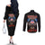 American Samoa Fautasi Couples Matching Off The Shoulder Long Sleeve Dress and Long Sleeve Button Shirt Pago Pago Aeto and Iseula o le Moana of Fagatogo Black Color - Polynesian Pride