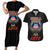 American Samoa Fautasi Couples Matching Short Sleeve Bodycon Dress and Hawaiian Shirt Pago Pago Aeto and Iseula o le Moana of Fagatogo Black Color - Polynesian Pride