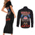 American Samoa Fautasi Couples Matching Short Sleeve Bodycon Dress and Long Sleeve Button Shirt Pago Pago Aeto and Iseula o le Moana of Fagatogo Black Color - Polynesian Pride