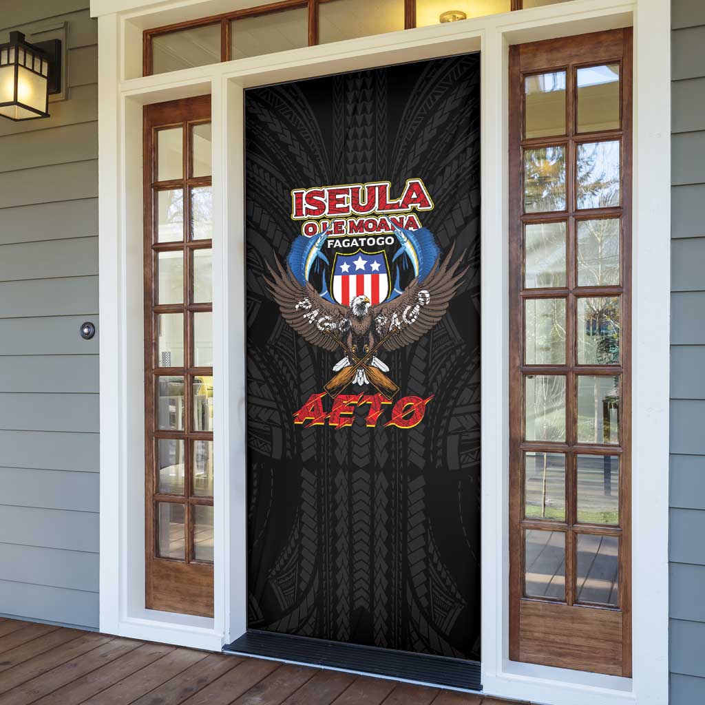 American Samoa Fautasi Door Cover Pago Pago Aeto and Iseula o le Moana of Fagatogo Black Color - Polynesian Pride