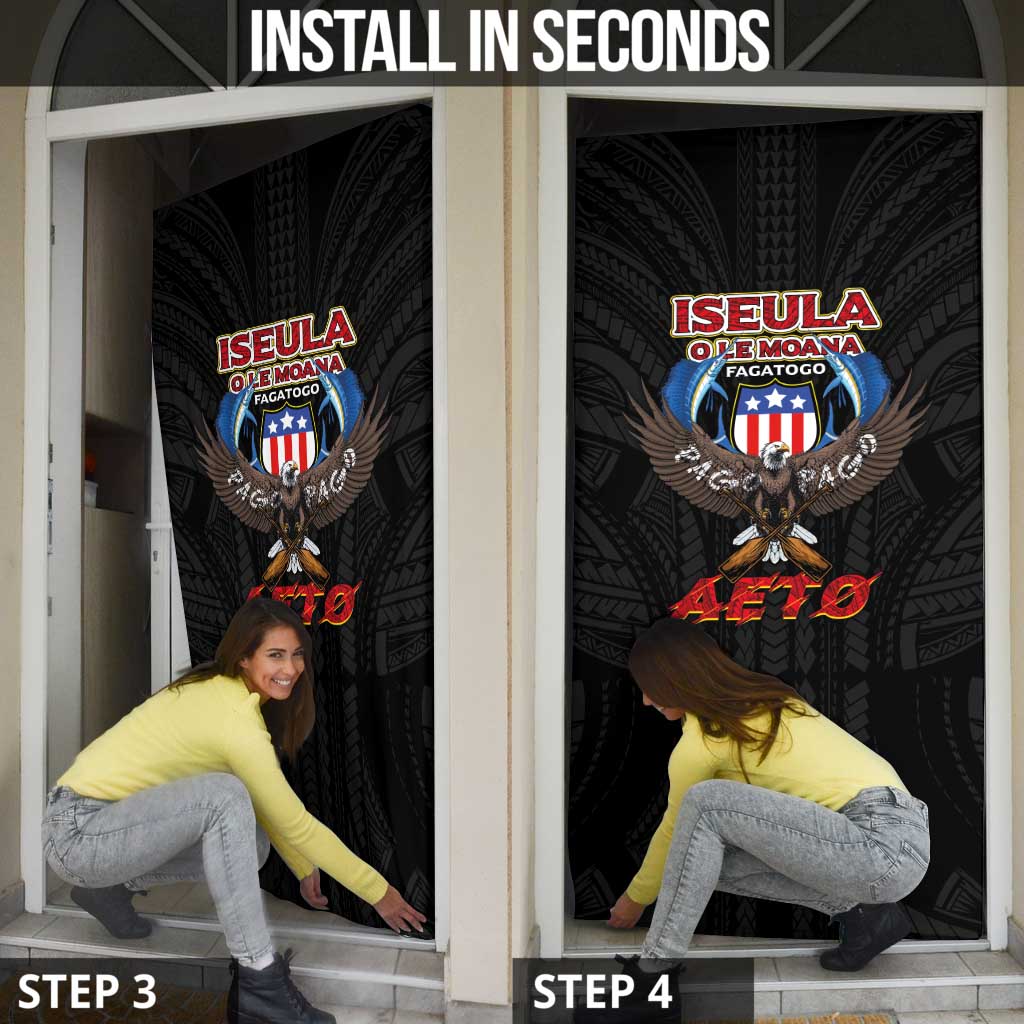 American Samoa Fautasi Door Cover Pago Pago Aeto and Iseula o le Moana of Fagatogo Black Color - Polynesian Pride