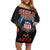 American Samoa Fautasi Family Matching Off Shoulder Short Dress and Hawaiian Shirt Pago Pago Aeto and Iseula o le Moana of Fagatogo Black Color - Polynesian Pride