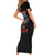 American Samoa Fautasi Family Matching Short Sleeve Bodycon Dress and Hawaiian Shirt Pago Pago Aeto and Iseula o le Moana of Fagatogo Black Color - Polynesian Pride