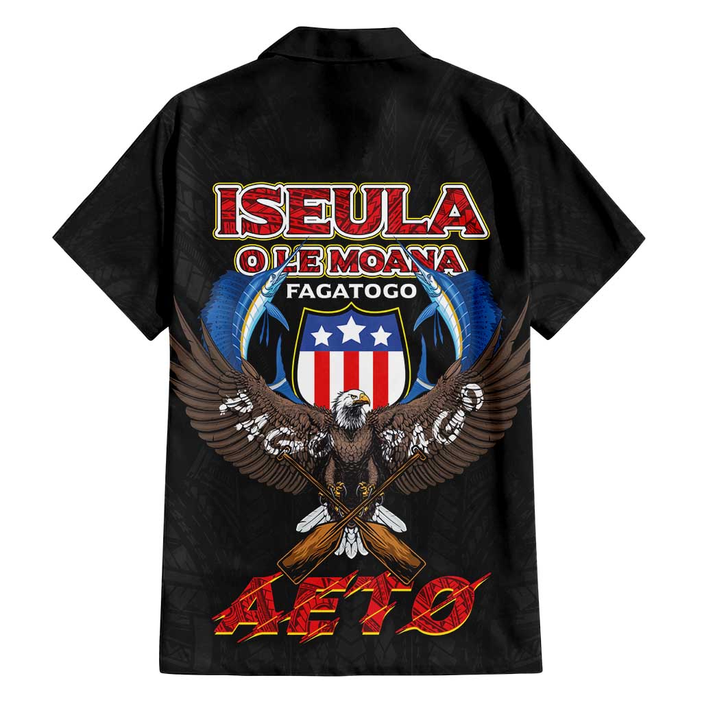 American Samoa Fautasi Family Matching Summer Maxi Dress and Hawaiian Shirt Pago Pago Aeto and Iseula o le Moana of Fagatogo Black Color - Polynesian Pride