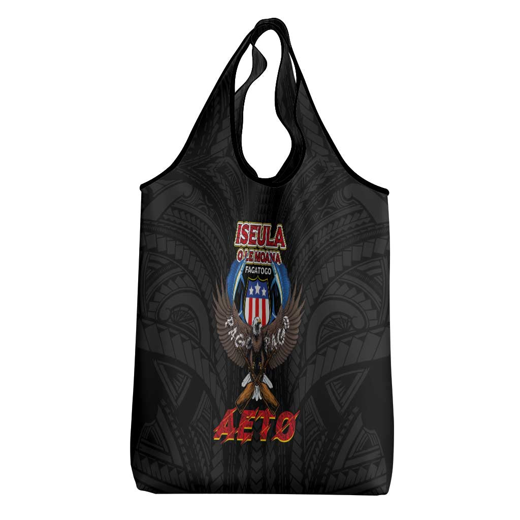 American Samoa Fautasi Grocery Bag Pago Pago Aeto and Iseula o le Moana of Fagatogo Black Color - Polynesian Pride