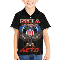 American Samoa Fautasi Kid Hawaiian Shirt Pago Pago Aeto and Iseula o le Moana of Fagatogo Black Color - Polynesian Pride