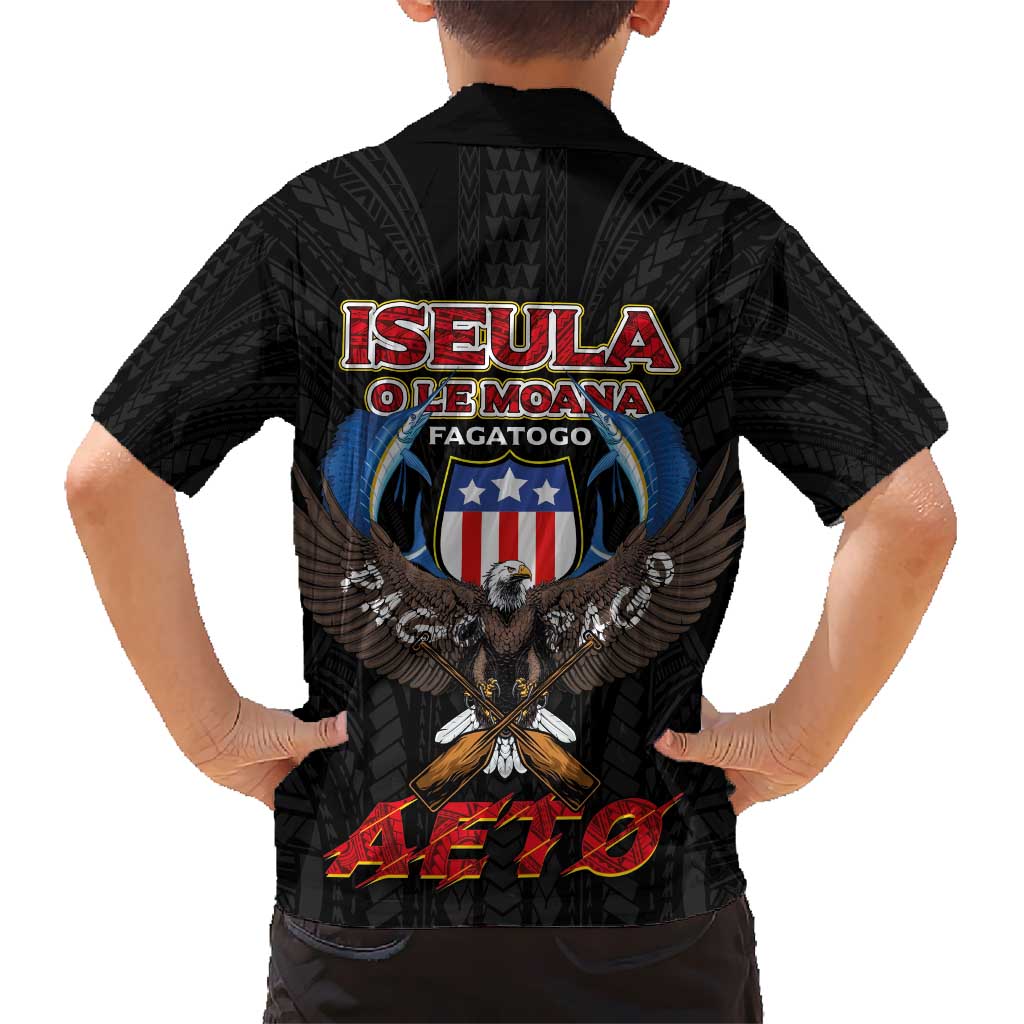 American Samoa Fautasi Kid Hawaiian Shirt Pago Pago Aeto and Iseula o le Moana of Fagatogo Black Color - Polynesian Pride