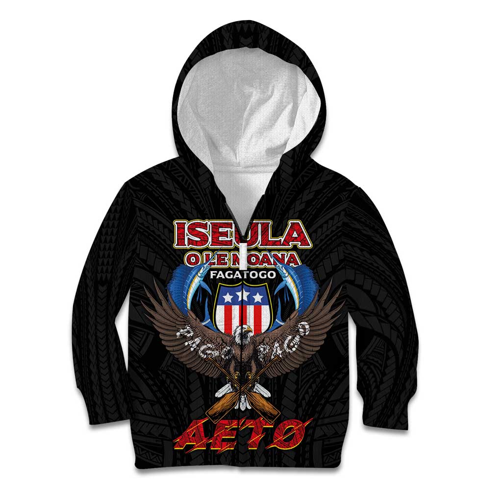 American Samoa Fautasi Kid Hoodie Pago Pago Aeto and Iseula o le Moana of Fagatogo Black Color - Polynesian Pride
