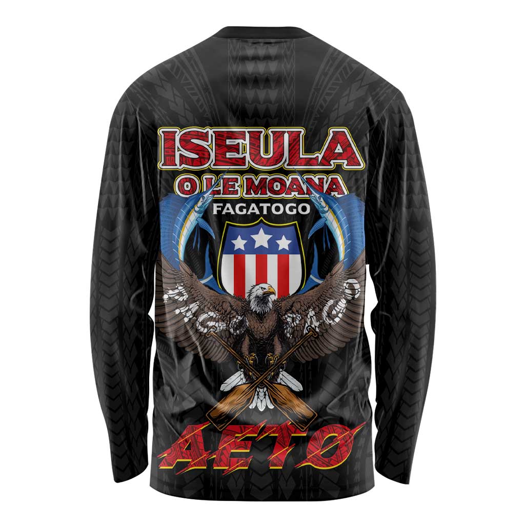 American Samoa Fautasi Long Sleeve Shirt Pago Pago Aeto and Iseula o le Moana of Fagatogo Black Color - Polynesian Pride