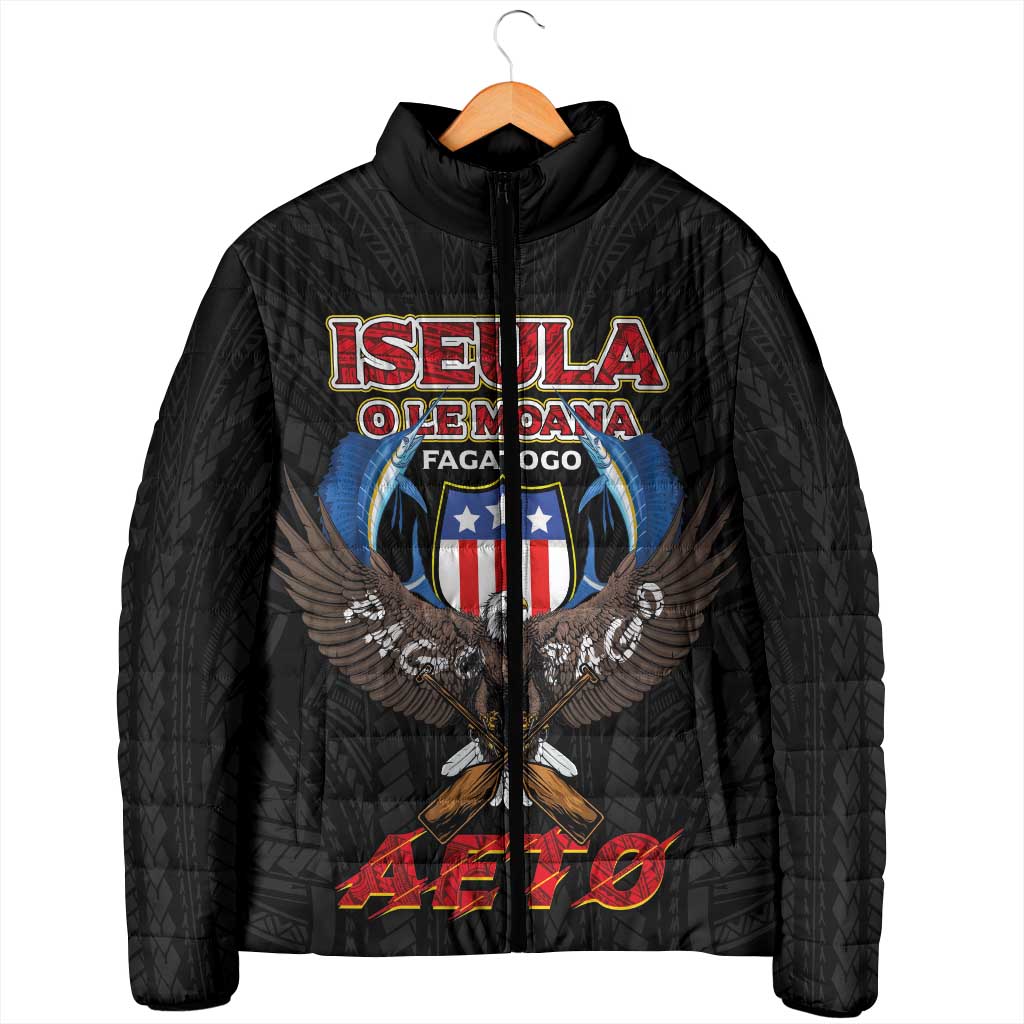 American Samoa Fautasi Padded Jacket Pago Pago Aeto and Iseula o le Moana of Fagatogo Black Color - Polynesian Pride