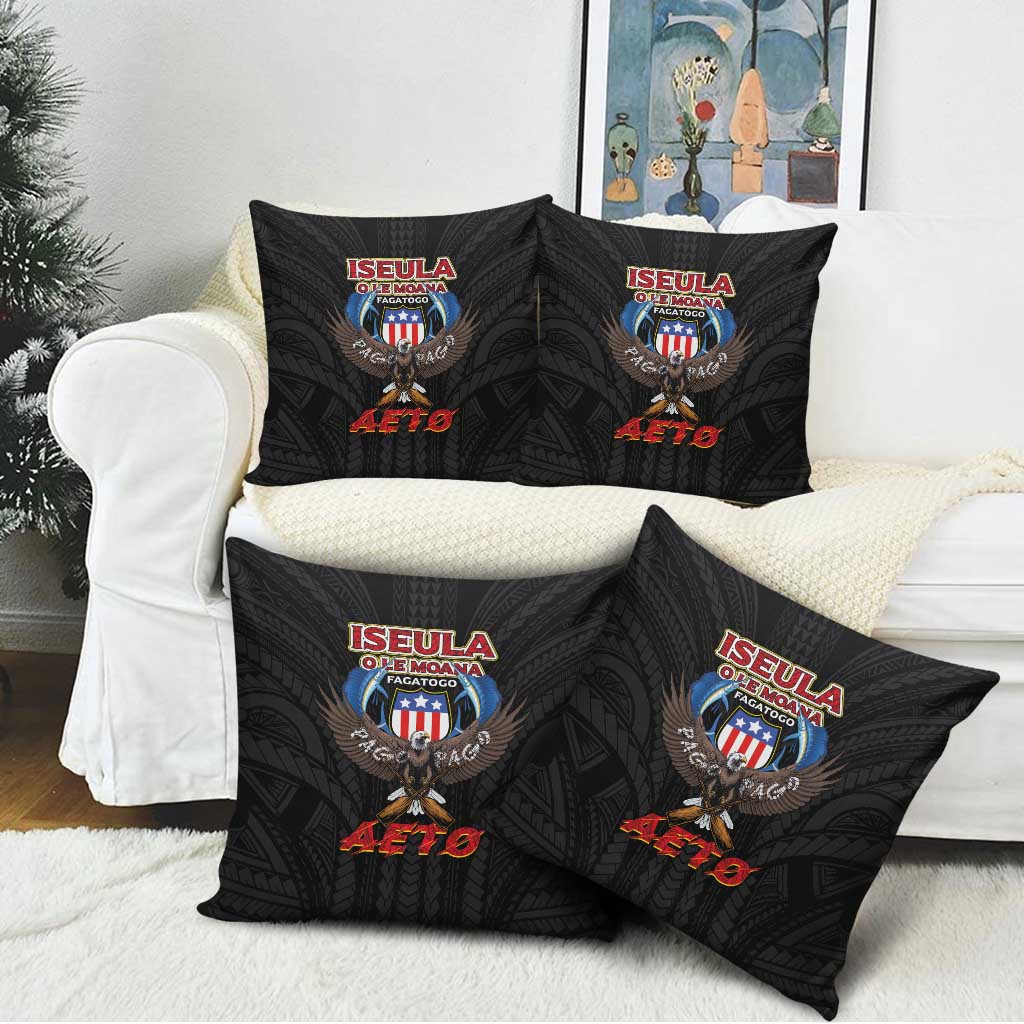 American Samoa Fautasi Pillow Cover Pago Pago Aeto and Iseula o le Moana of Fagatogo Black Color - Polynesian Pride