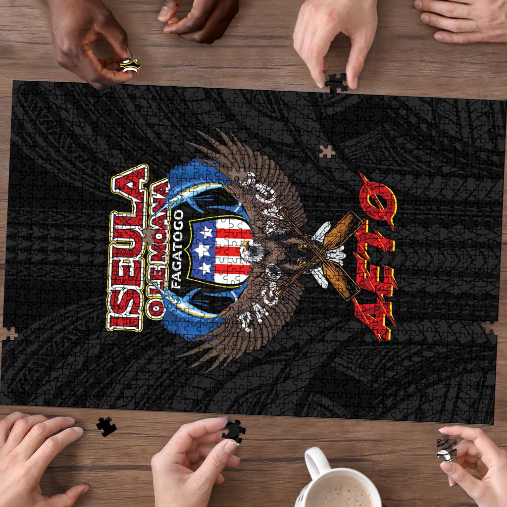 American Samoa Fautasi Puzzle Pago Pago Aeto and Iseula o le Moana of Fagatogo Black Color - Polynesian Pride