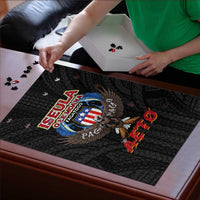 American Samoa Fautasi Puzzle Pago Pago Aeto and Iseula o le Moana of Fagatogo Black Color - Polynesian Pride