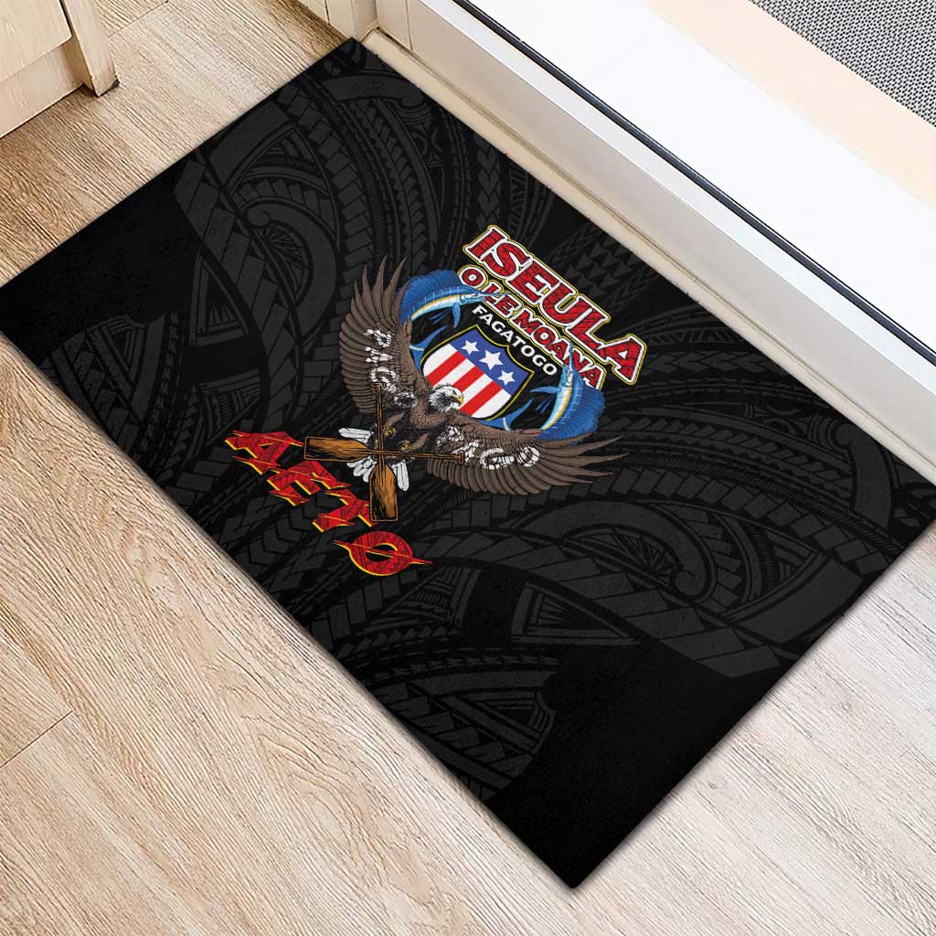 American Samoa Fautasi Rubber Doormat Pago Pago Aeto and Iseula o le Moana of Fagatogo Black Color - Polynesian Pride