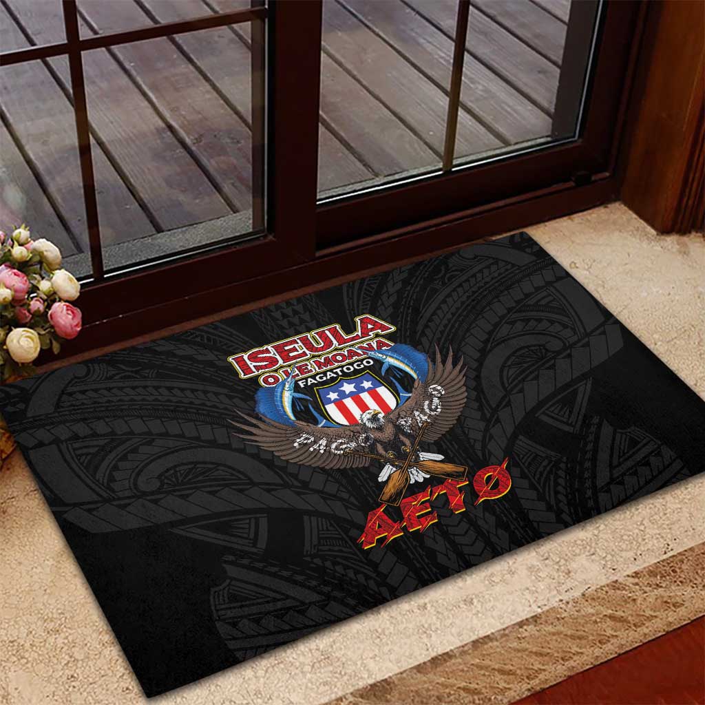American Samoa Fautasi Rubber Doormat Pago Pago Aeto and Iseula o le Moana of Fagatogo Black Color - Polynesian Pride