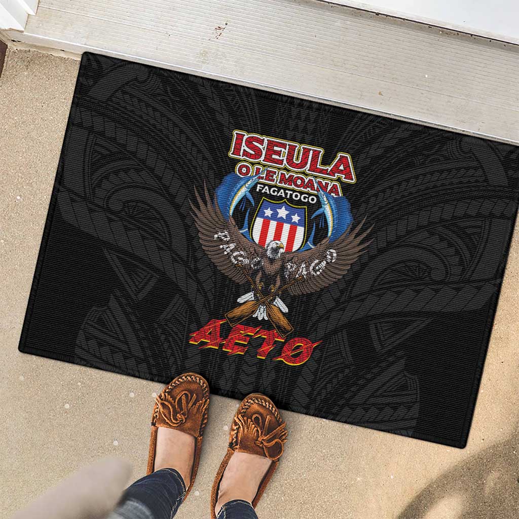 American Samoa Fautasi Rubber Doormat Pago Pago Aeto and Iseula o le Moana of Fagatogo Black Color - Polynesian Pride