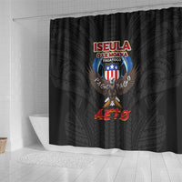 American Samoa Fautasi Shower Curtain Pago Pago Aeto and Iseula o le Moana of Fagatogo Black Color - Polynesian Pride