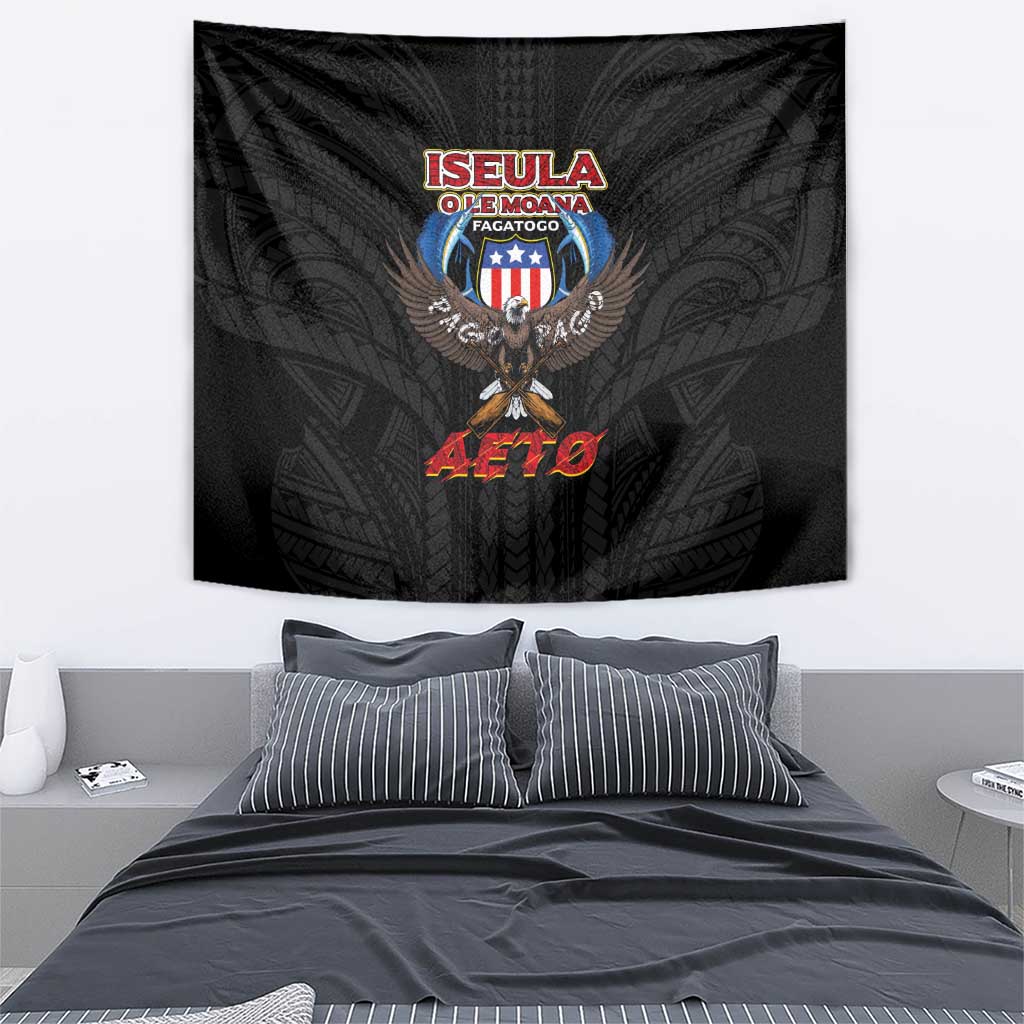 American Samoa Fautasi Tapestry Pago Pago Aeto and Iseula o le Moana of Fagatogo Black Color - Polynesian Pride