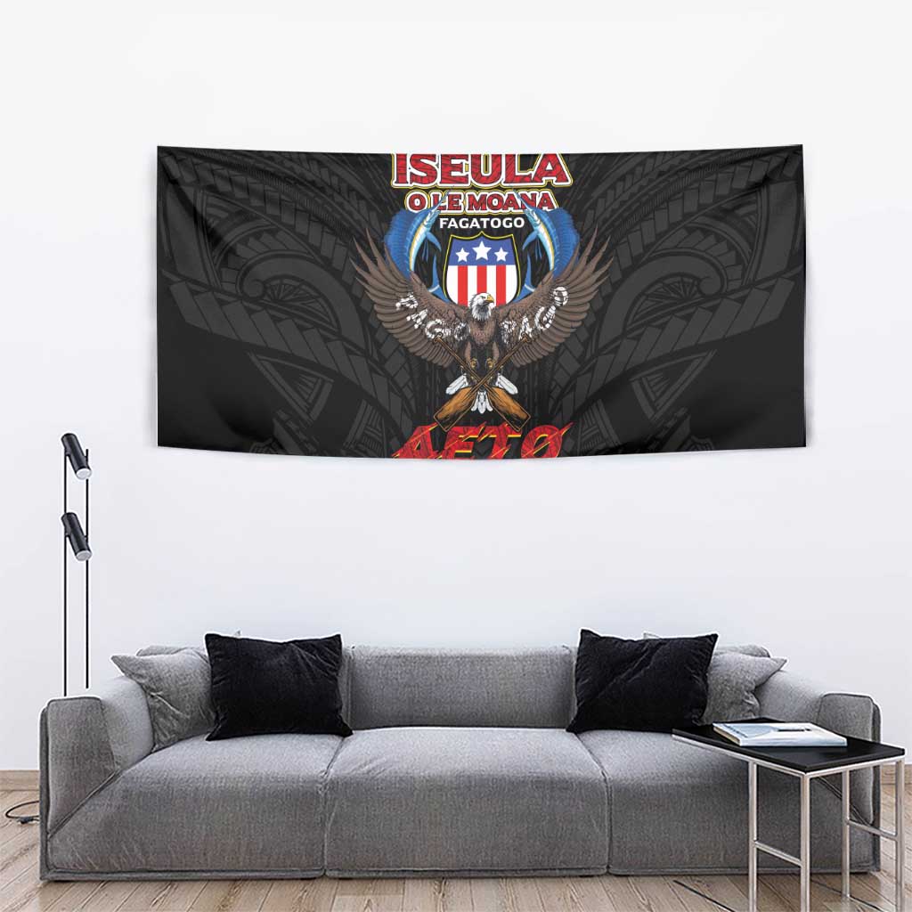 American Samoa Fautasi Tapestry Pago Pago Aeto and Iseula o le Moana of Fagatogo Black Color - Polynesian Pride