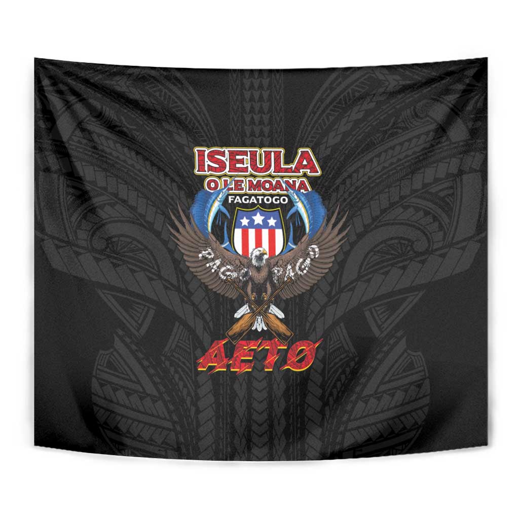 American Samoa Fautasi Tapestry Pago Pago Aeto and Iseula o le Moana of Fagatogo Black Color - Polynesian Pride