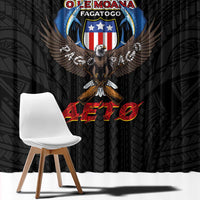 American Samoa Fautasi Window Curtain Pago Pago Aeto and Iseula o le Moana of Fagatogo Black Color - Polynesian Pride