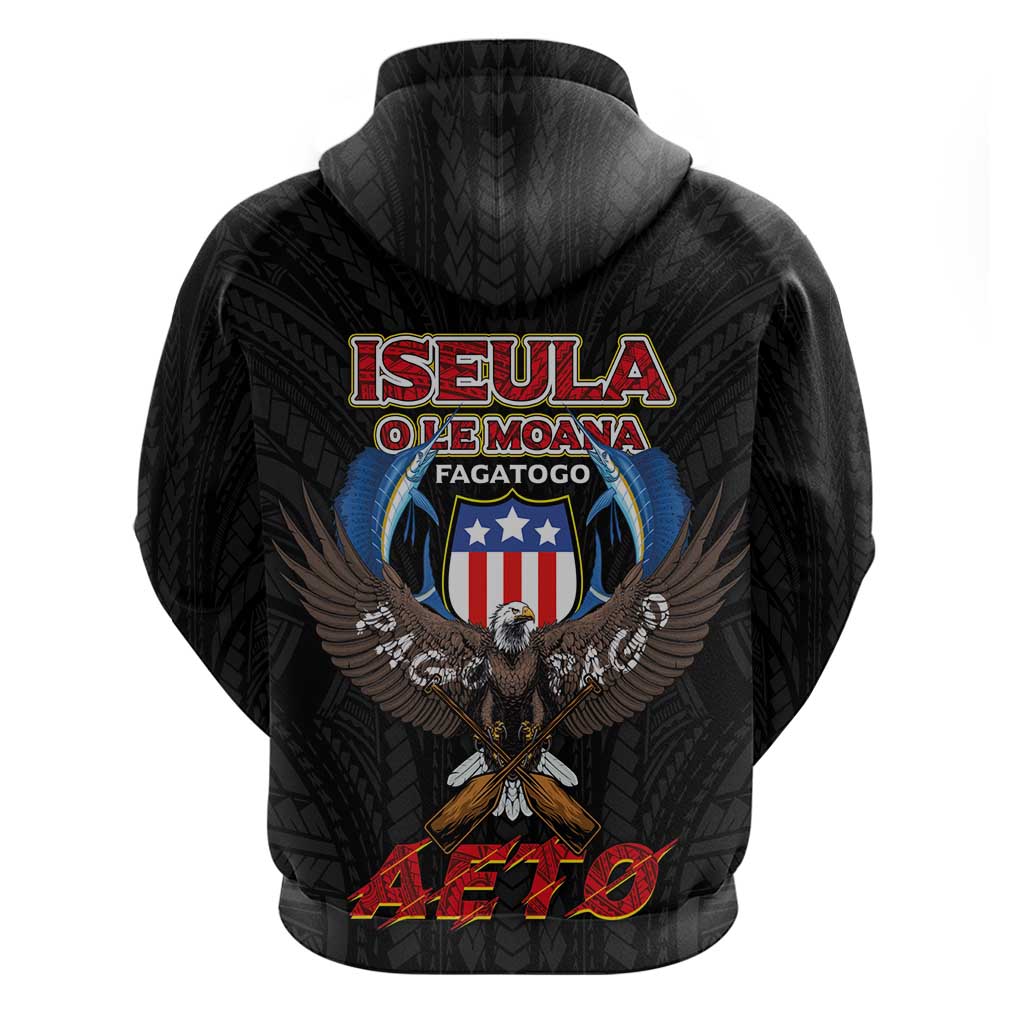 American Samoa Fautasi Zip Hoodie Pago Pago Aeto and Iseula o le Moana of Fagatogo Black Color - Polynesian Pride