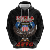 American Samoa Fautasi Zip Hoodie Pago Pago Aeto and Iseula o le Moana of Fagatogo Black Color - Polynesian Pride