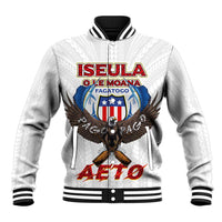 American Samoa Fautasi Baseball Jacket Pago Pago Aeto and Iseula o le Moana of Fagatogo White Color - Polynesian Pride