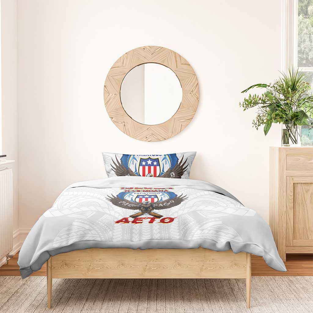American Samoa Fautasi Bedding Set Pago Pago Aeto and Iseula o le Moana of Fagatogo White Color - Polynesian Pride
