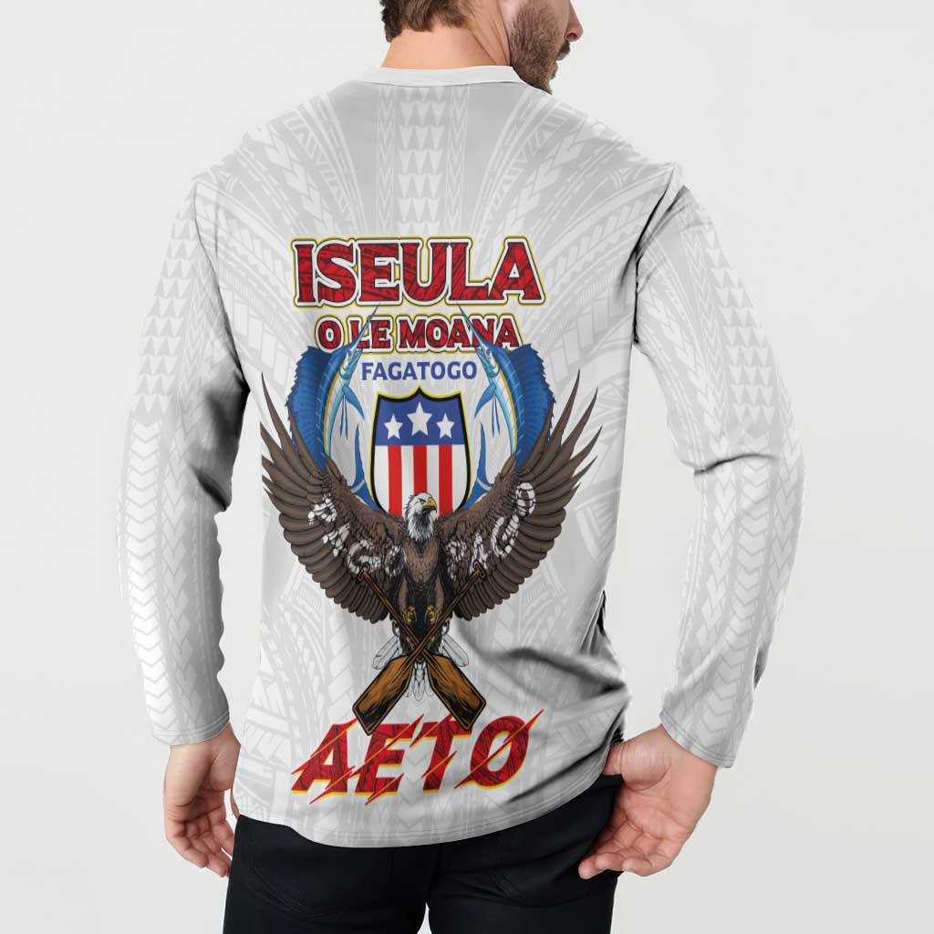 American Samoa Fautasi Button Sweatshirt Pago Pago Aeto and Iseula o le Moana of Fagatogo White Color - Polynesian Pride