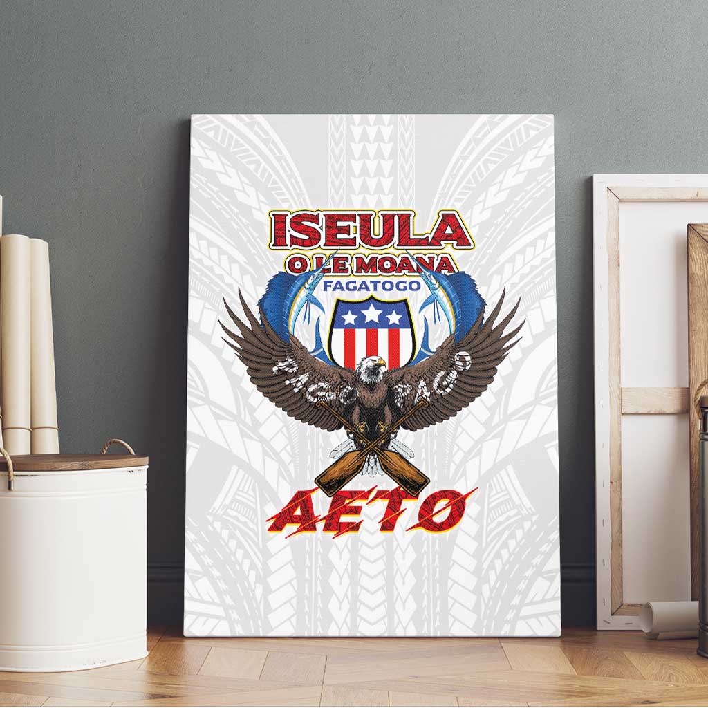 American Samoa Fautasi Canvas Wall Art Pago Pago Aeto and Iseula o le Moana of Fagatogo White Color - Polynesian Pride
