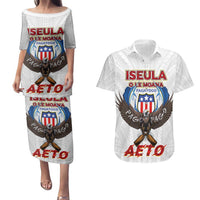 American Samoa Fautasi Couples Matching Puletasi and Hawaiian Shirt Pago Pago Aeto and Iseula o le Moana of Fagatogo White Color - Polynesian Pride