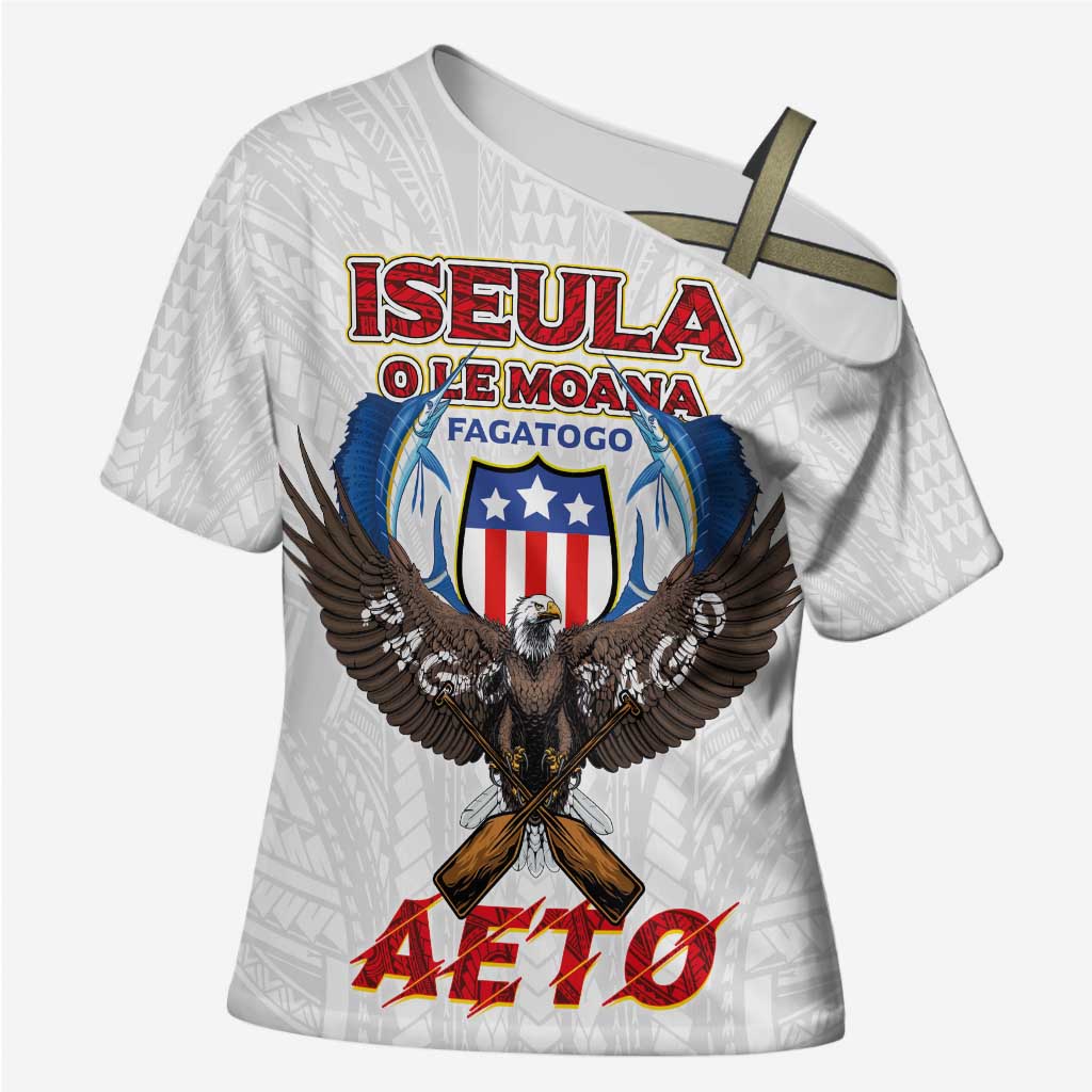 American Samoa Fautasi Cross Shoulder Shirt Pago Pago Aeto and Iseula o le Moana of Fagatogo White Color - Polynesian Pride