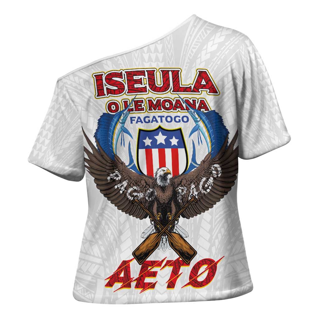 American Samoa Fautasi Cross Shoulder Shirt Pago Pago Aeto and Iseula o le Moana of Fagatogo White Color - Polynesian Pride