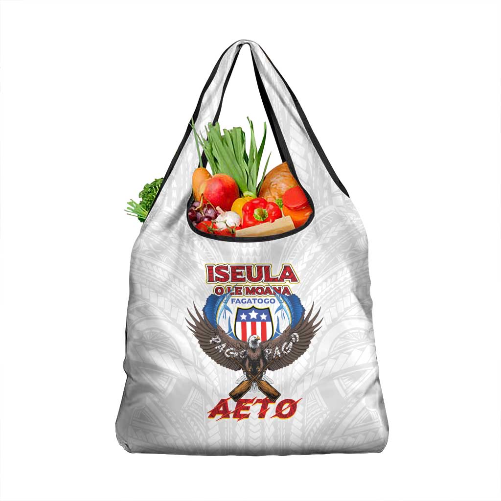 American Samoa Fautasi Grocery Bag Pago Pago Aeto and Iseula o le Moana of Fagatogo White Color LT03 1-pack One Size White - Polynesian Pride