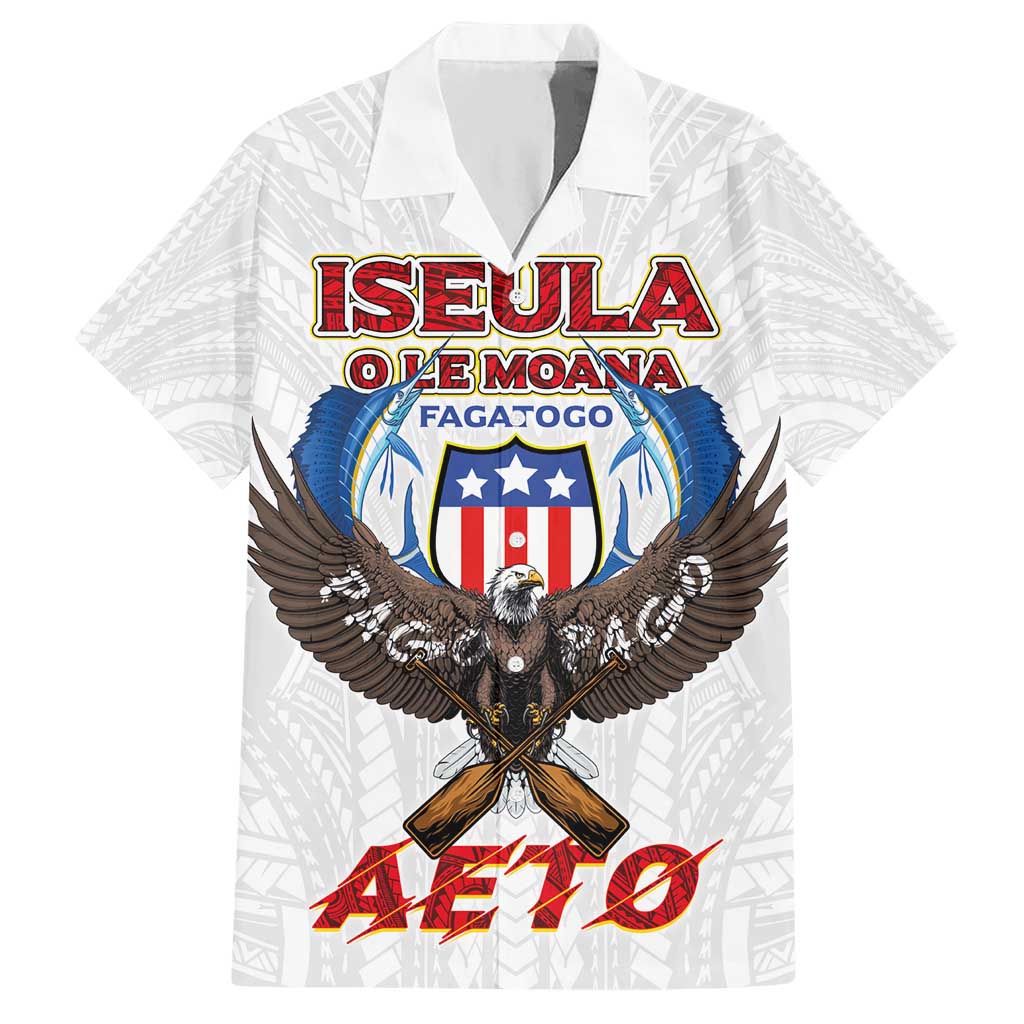 American Samoa Fautasi Hawaiian Shirt Pago Pago Aeto and Iseula o le Moana of Fagatogo White Color - Polynesian Pride