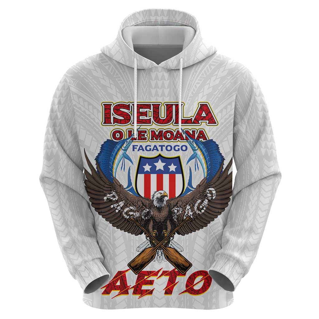 American Samoa Fautasi Hoodie Pago Pago Aeto and Iseula o le Moana of Fagatogo White Color - Polynesian Pride