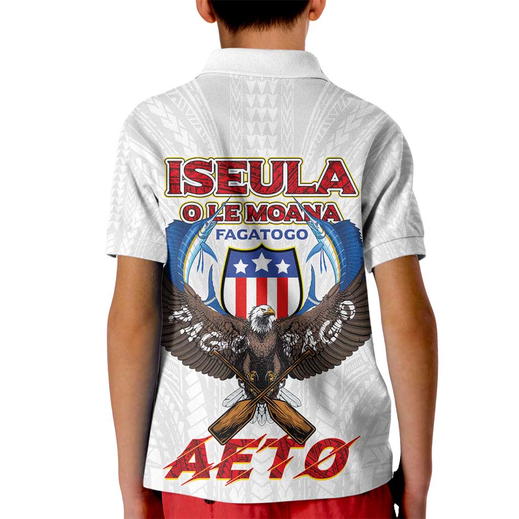 American Samoa Fautasi Kid Polo Shirt Pago Pago Aeto and Iseula o le Moana of Fagatogo White Color - Polynesian Pride