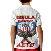 American Samoa Fautasi Kid Polo Shirt Pago Pago Aeto and Iseula o le Moana of Fagatogo White Color - Polynesian Pride