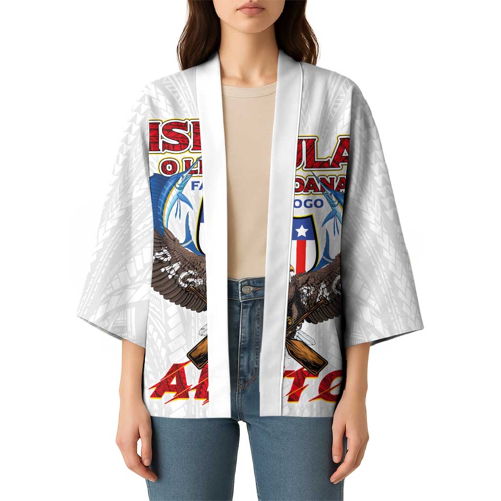 American Samoa Fautasi Kimono Pago Pago Aeto and Iseula o le Moana of Fagatogo White Color - Polynesian Pride