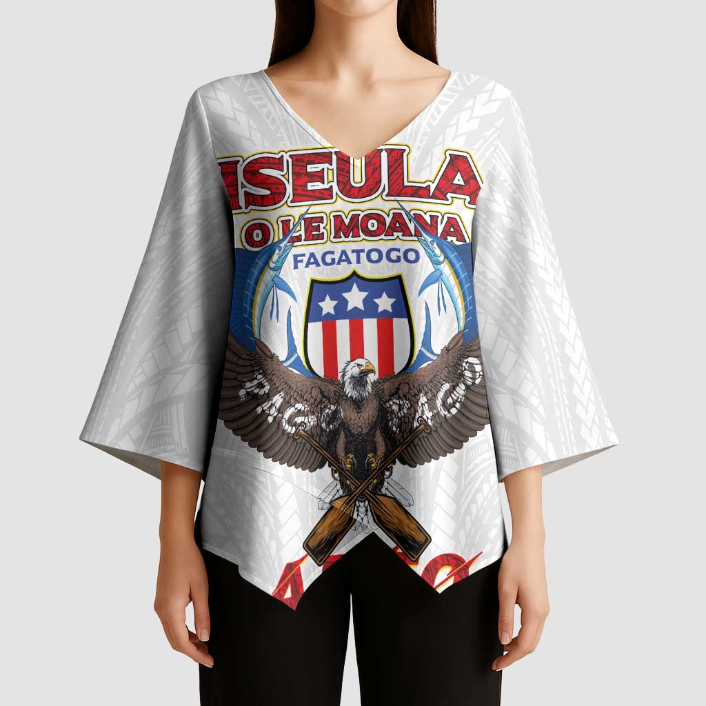 American Samoa Fautasi Kimono Sleeve Blouse Pago Pago Aeto and Iseula o le Moana of Fagatogo White Color - Polynesian Pride