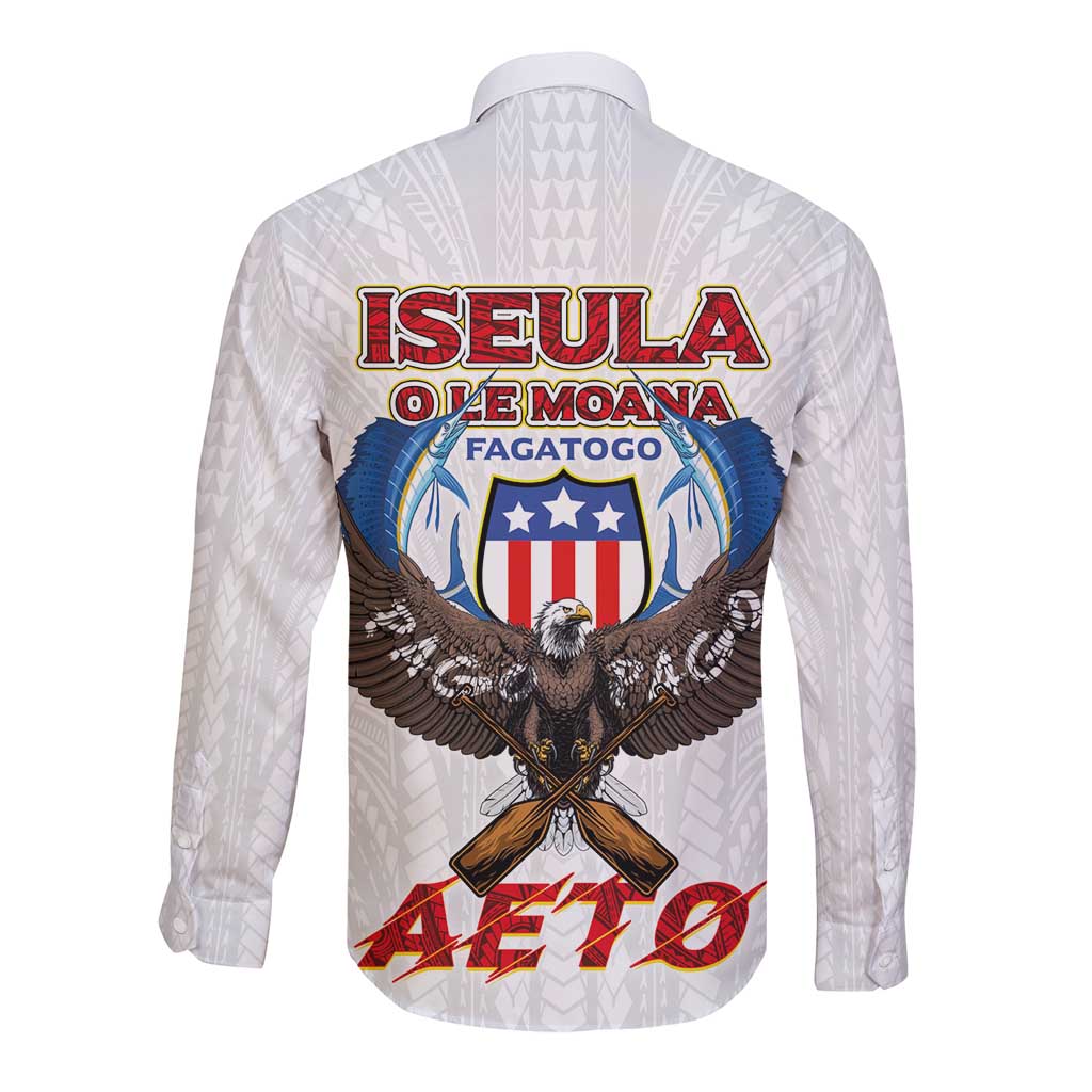 American Samoa Fautasi Long Sleeve Button Shirt Pago Pago Aeto and Iseula o le Moana of Fagatogo White Color - Polynesian Pride