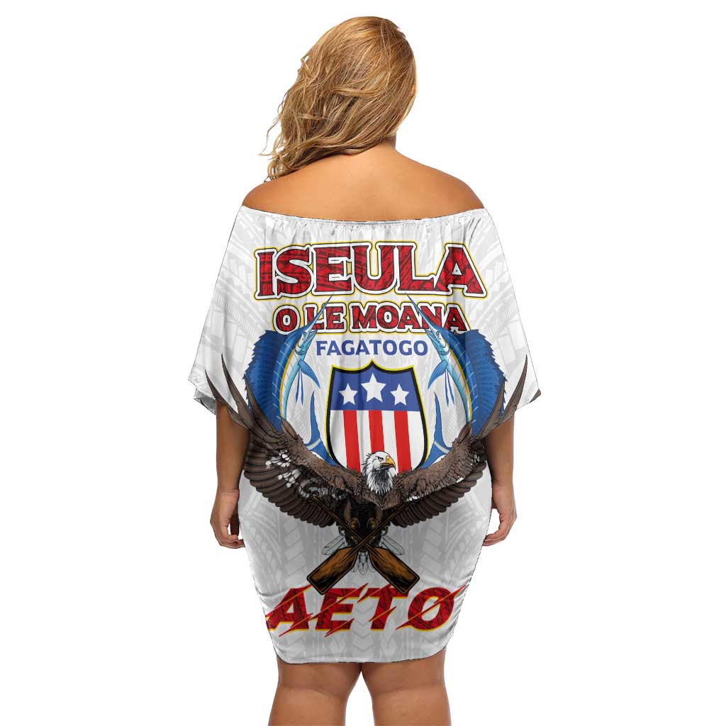 American Samoa Fautasi Off Shoulder Short Dress Pago Pago Aeto and Iseula o le Moana of Fagatogo White Color - Polynesian Pride