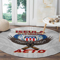 American Samoa Fautasi Round Carpet Pago Pago Aeto and Iseula o le Moana of Fagatogo White Color - Polynesian Pride