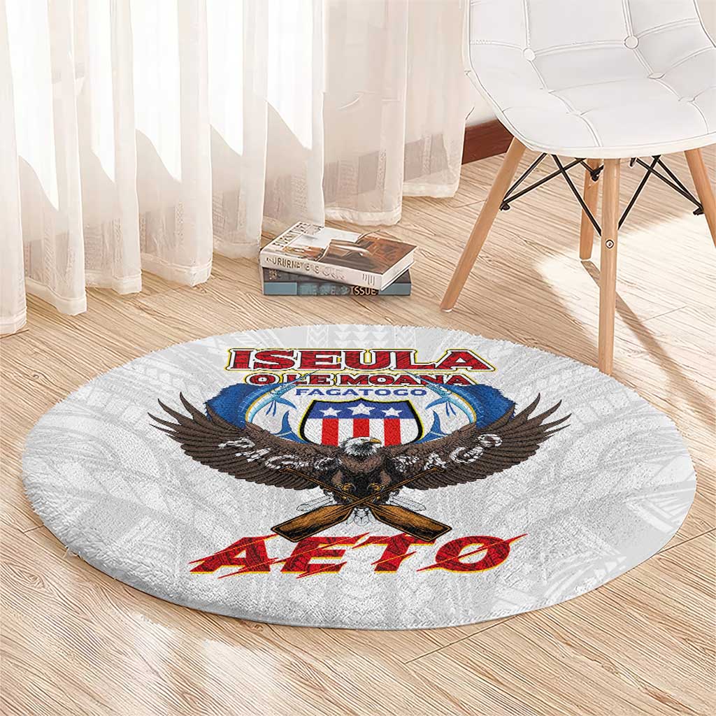 American Samoa Fautasi Round Carpet Pago Pago Aeto and Iseula o le Moana of Fagatogo White Color - Polynesian Pride